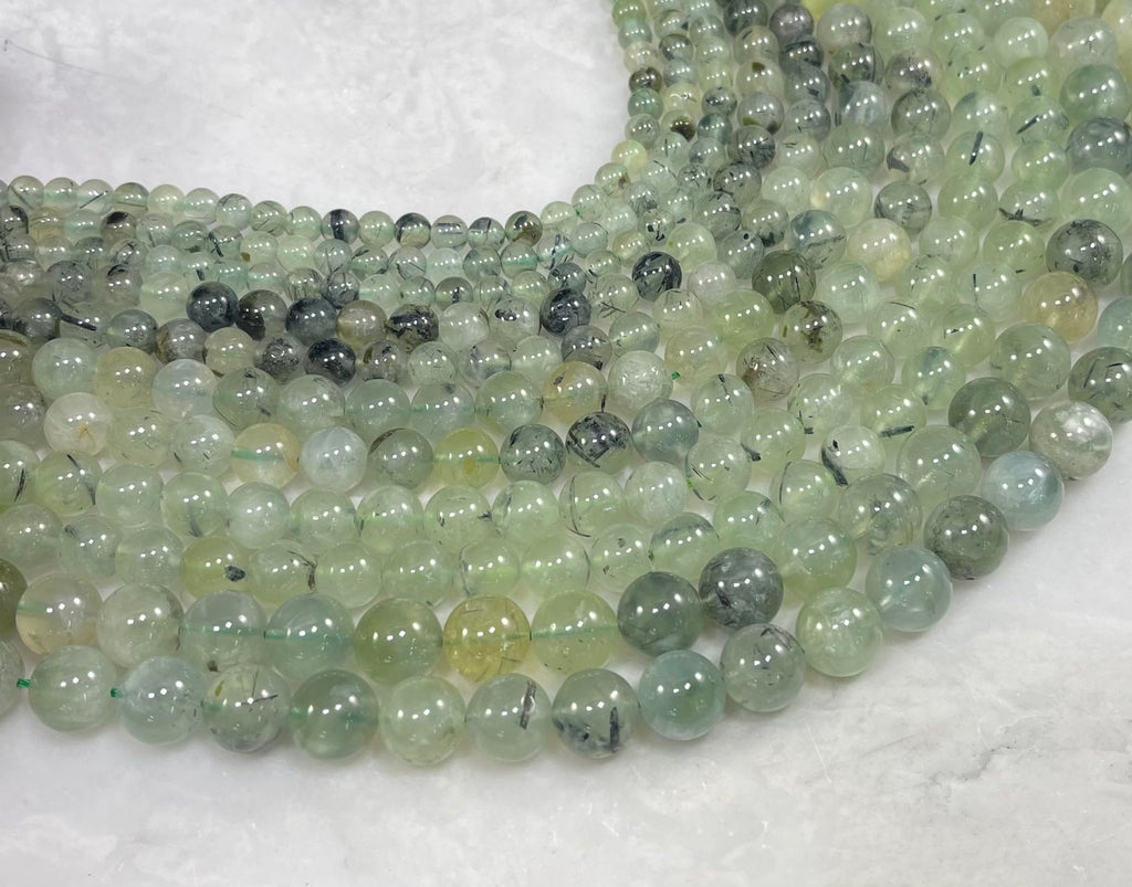 Prehnite w/ Black Tourmaline & Epidote Round-1