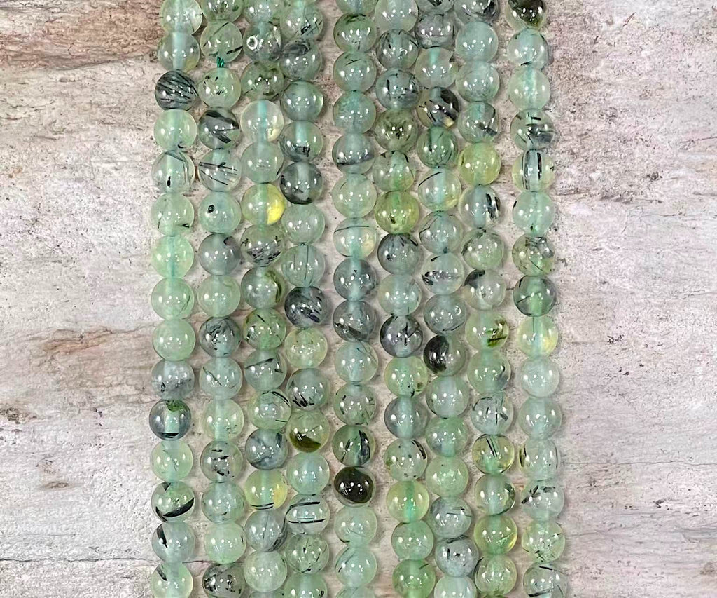 Prehnite w/ Black Tourmaline & Epidote Round-5