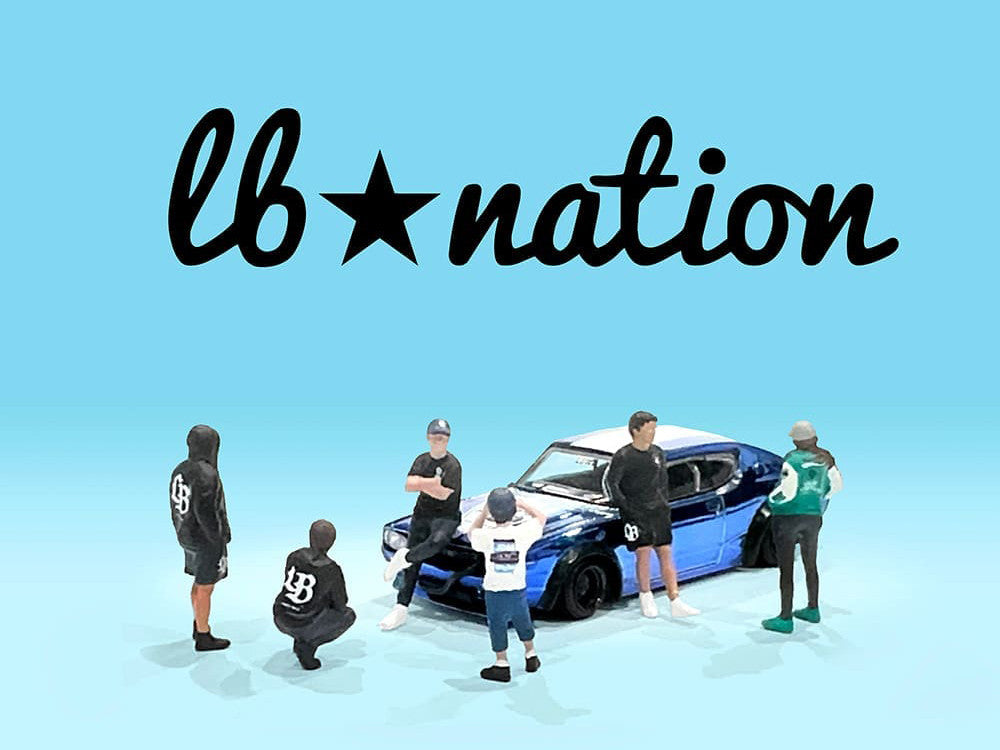 "Liberty Walk LB Nation" 6 piece Diecast Figure Set Limited Edition for 1/64 Scale Models by American Diorama-2