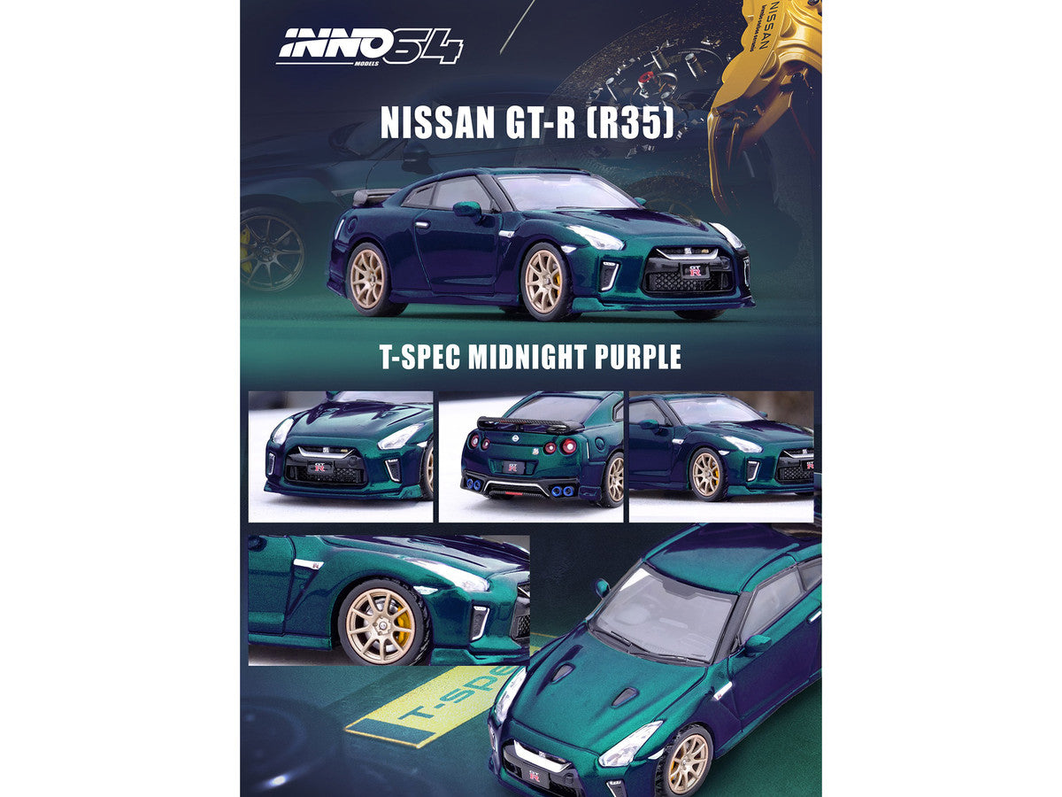 Nissan GT-R (R35) T-Spec RHD (Right Hand Drive) Midnight Purple Metallic 1/64 Diecast Model Car by Inno Models-1