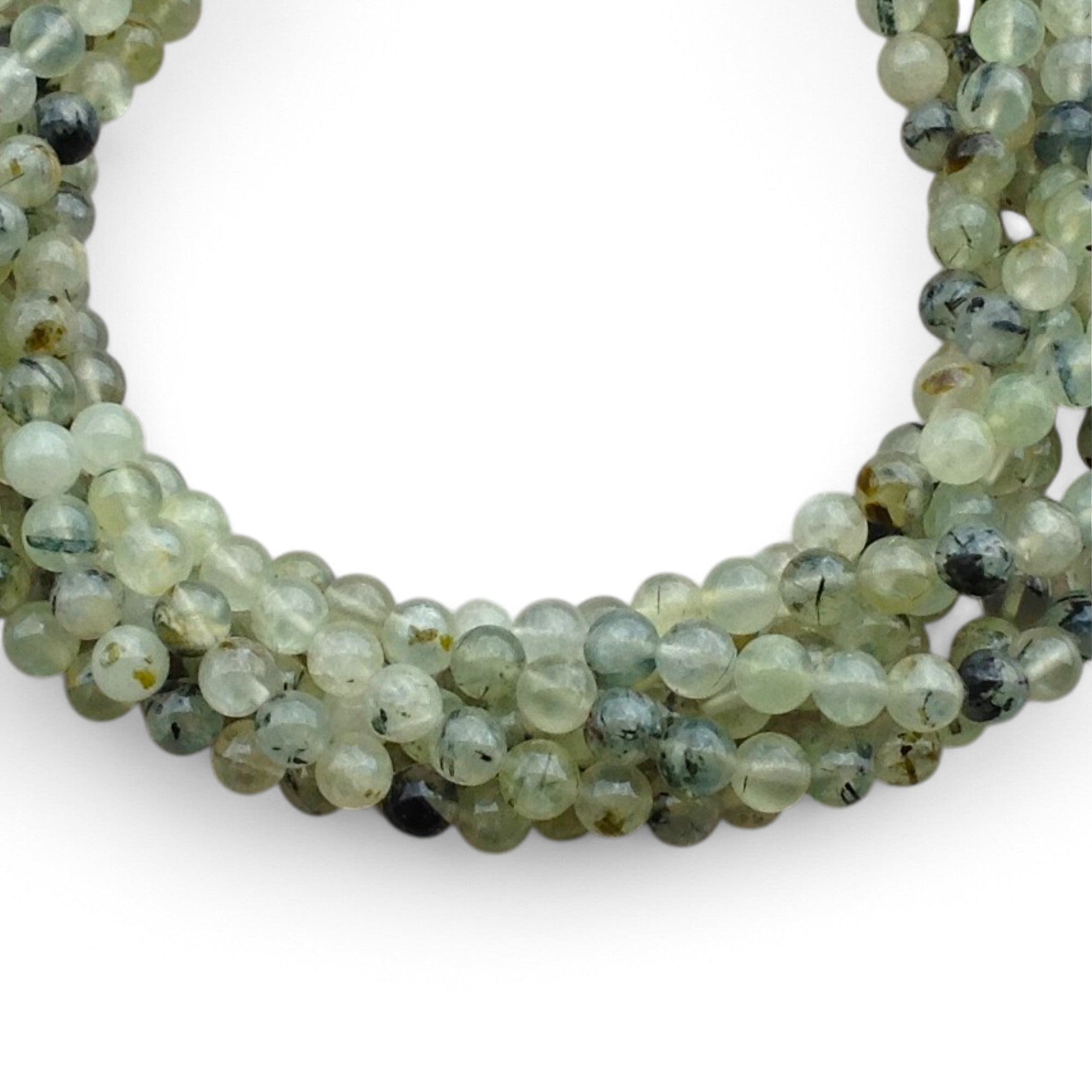 Prehnite w/ Black Tourmaline & Epidote Round-0