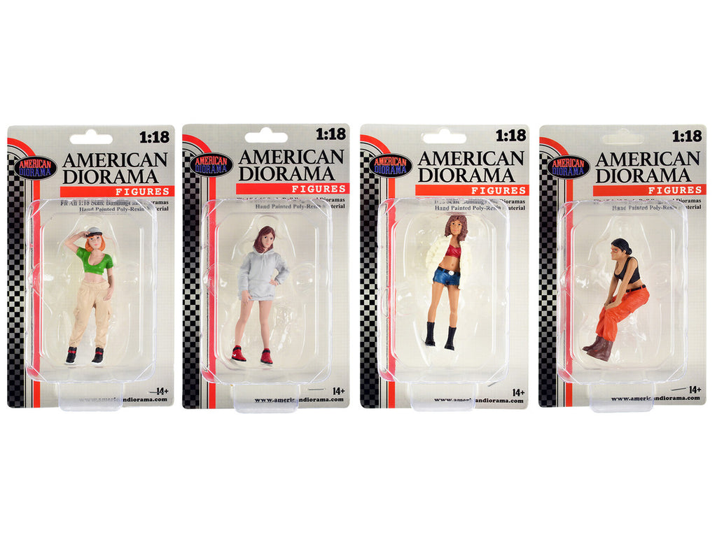 "Hip Hop Girls" 4 Piece Figure Set for 1/18 Scale Models by American Diorama-5