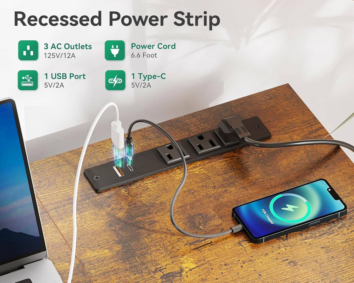 51 Inch Computer Desk with Fabric Drawers & USB Power Outlets, Reversible Home Office Desk with Storage Shelves, Work from Home, Modern Work/Writing/Study Table for Bedroom, Vintage-4