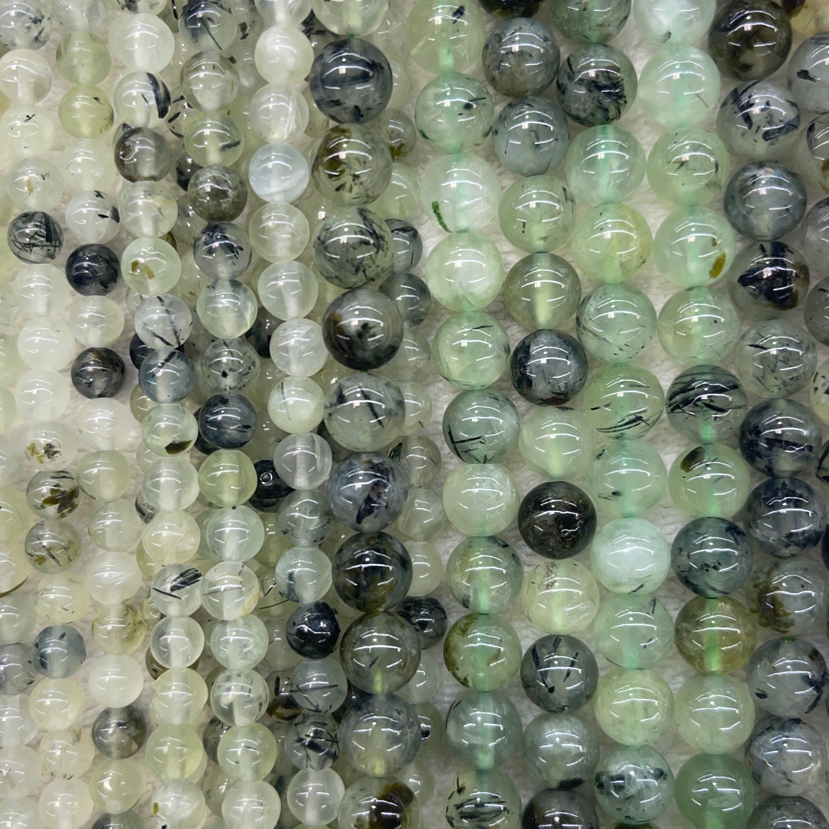 Prehnite w/ Black Tourmaline & Epidote Round-2